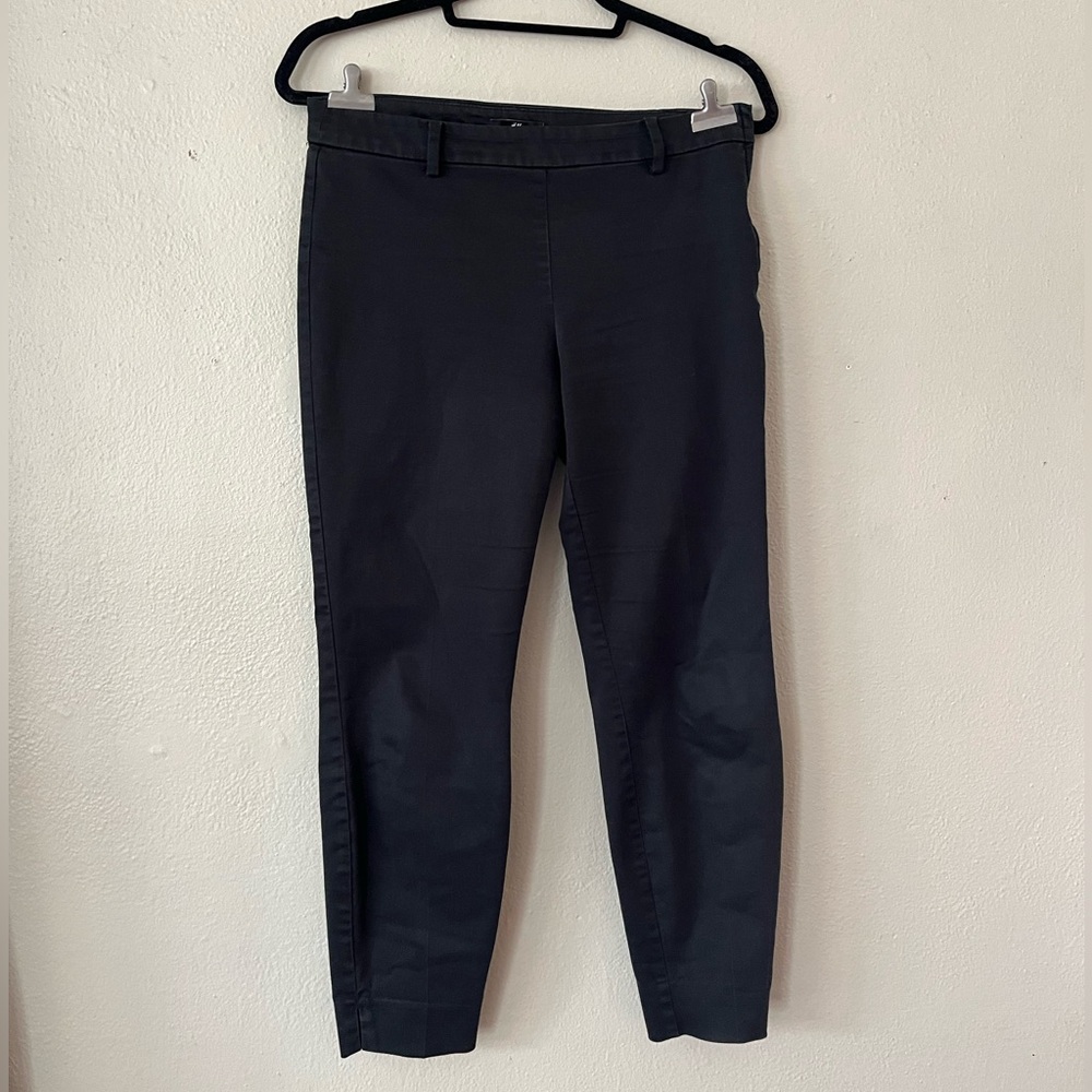 H&M Ankle Trouser Pant, Size 6 Womens Mid Rise Black Side Zip